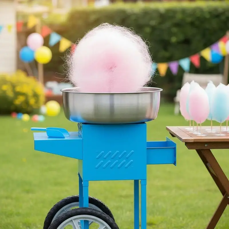 

Commercial Marshmallow Maker with Wheels 20.5 Inch For Home Kids Birthday Family Party, 1000W Sugar Scoop Drawer Storage Blue Professional Candy Floss Equipment Large Metal Bowl Easy Operation