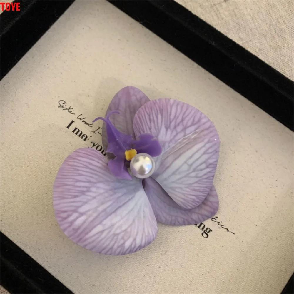 

Cloth Flower Hair Clip Butterfly Orchid Pearl Orchid Flower Hairpin Female Hair Accessories Korean Style Girl Hair Clip Summer