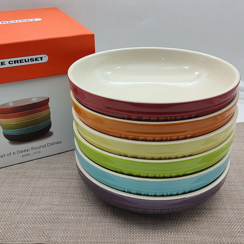 Vajilla de cerámica de alta temperatura, cambio Gradual francés de Color, alivio en inglés, plato práctico, plato profundo, cocina casera, 1 ud.