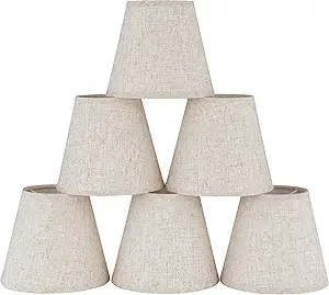 

Маленькие абажуры, ТОЛЬКО для ламп-свечей, абажуры-барабаны на прищепке, набор из 6 штук, 4 x 6 x 5,2 дюйма, лен