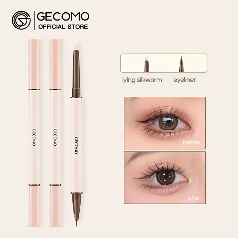 GECOMO Dwustronny leżący ołówek jedwabnikowy z eyelinerem 0,01 mm Shimmer Eyeshadow Makeup