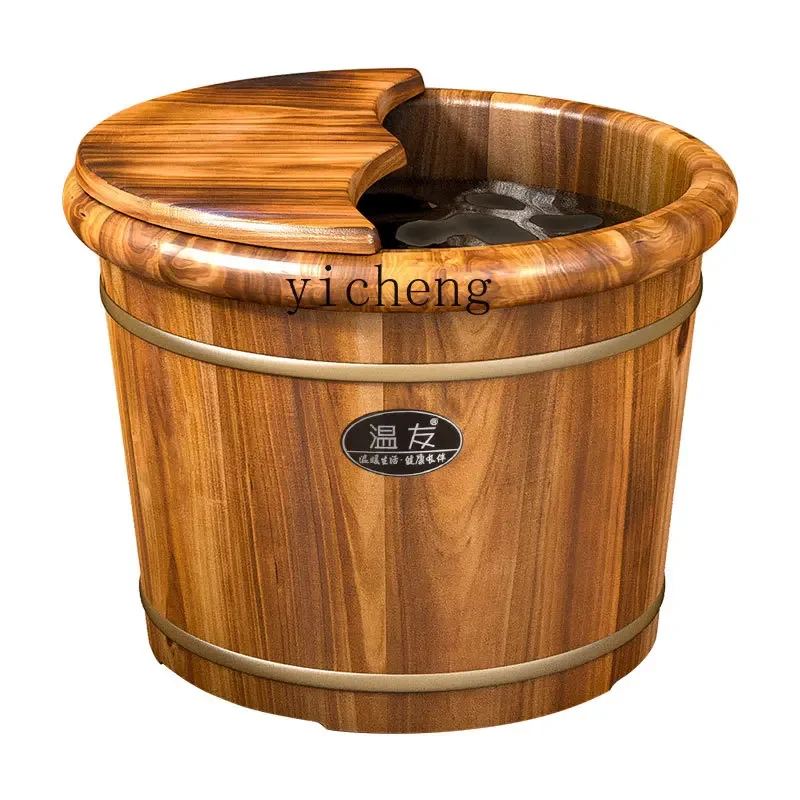 

ZZ carbonized foot wash bucket household solid wood foot bath wooden bucket health