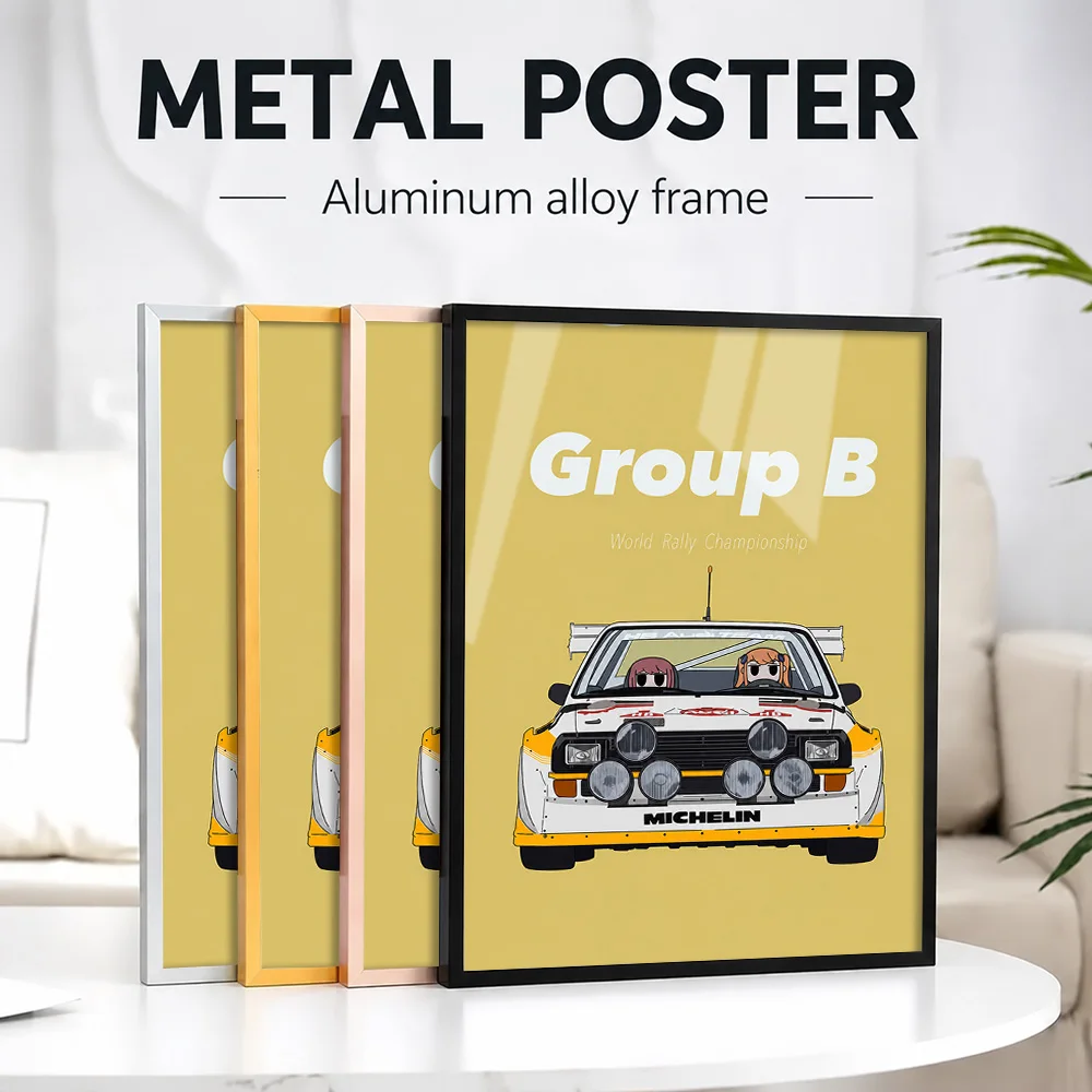 Group B Rally Car Metal Poster With Aluminum Alloy Frame Customized Photo Dramatic Action Style Wall Art For Study Driver Gift