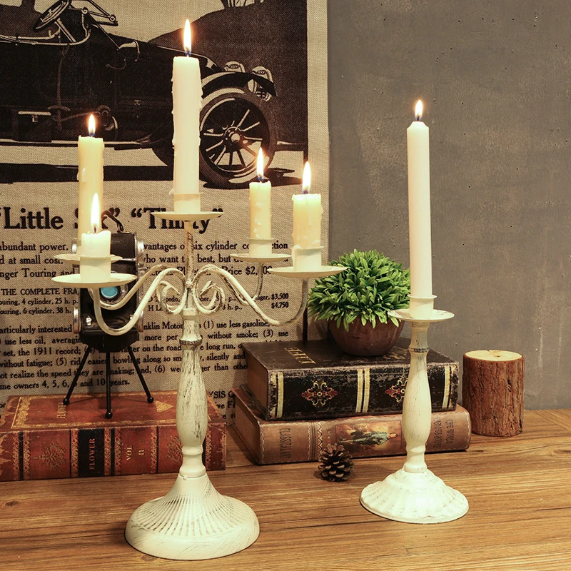 1/3/5 Arms Black Metal Candelabra Candle Holder Iron Elegant Taper Candle Holder Centerpiece for Wedding, Church, Halloween