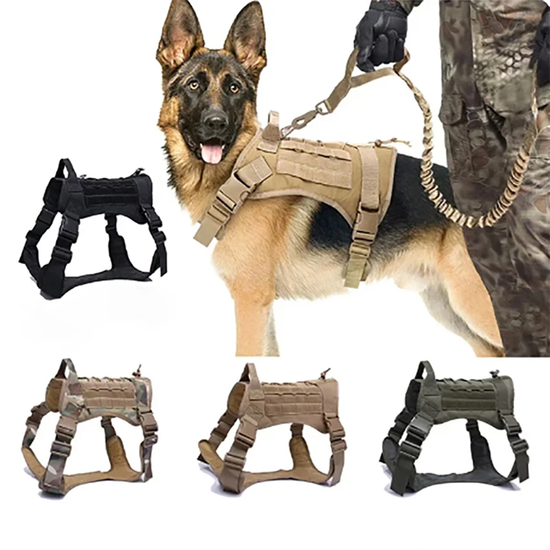 Tactical Dog Harness Military Pet German Shepherd K9 Pet Training Vest Dog Harness and Leash Set for Small Medium Large Dogs