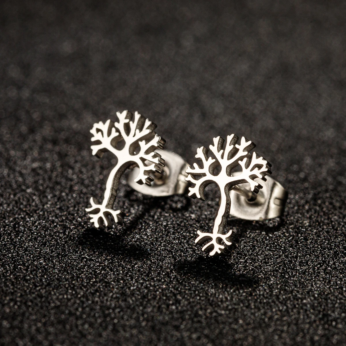 1 Pair Brain Neuron Earrings Stainless Steel Small Tree Root Biology Scientist Earrings Fashion Jewelry