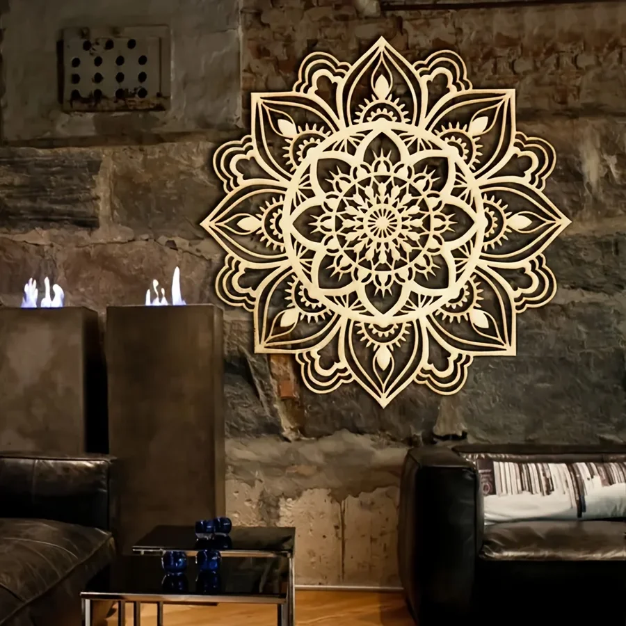 【2D Flat】Moroccan Mandala Metal Wall Art – Bohemian Ethnic Decor for Living Room – Exotic Wall Hanging Art