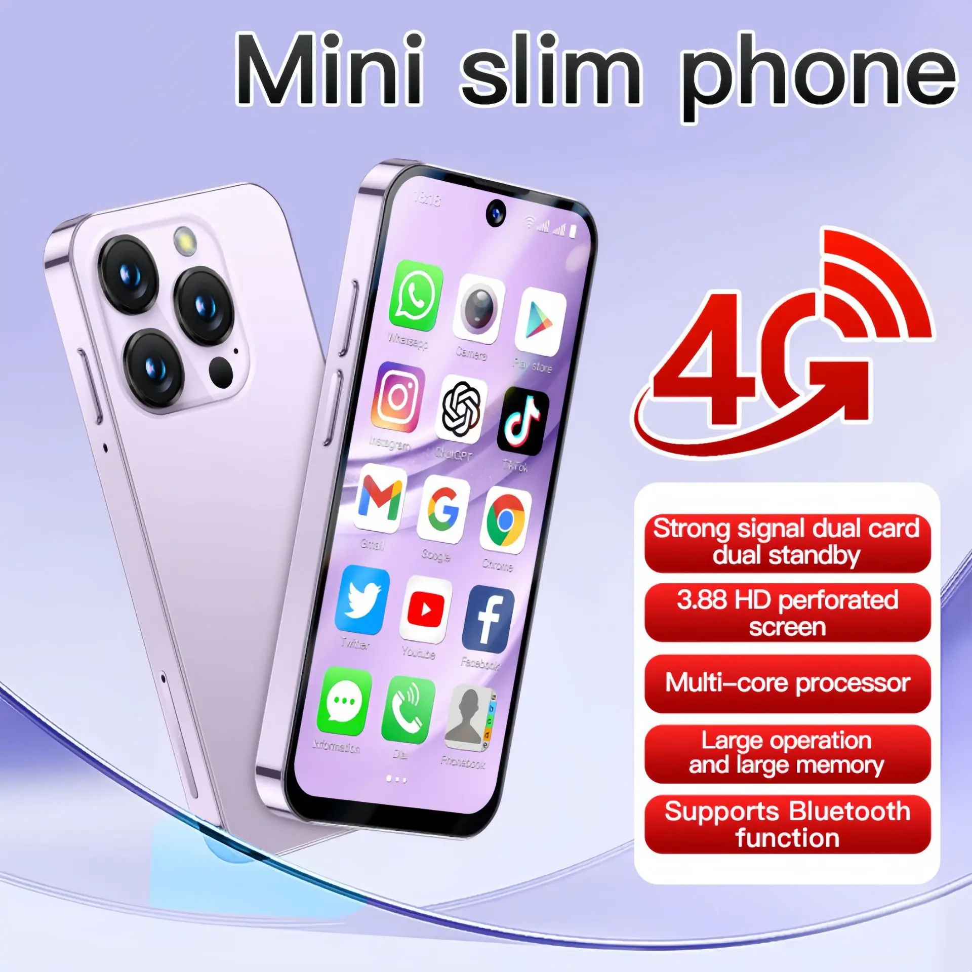 SOYES XS19 Pro Mini Smartphone 3.88‘’ Screen Android 12.0 3GB/4GB/6GB RAM 32GB/64GB/128GB ROM 2000mAh Face Unlock 4GSmall Phone