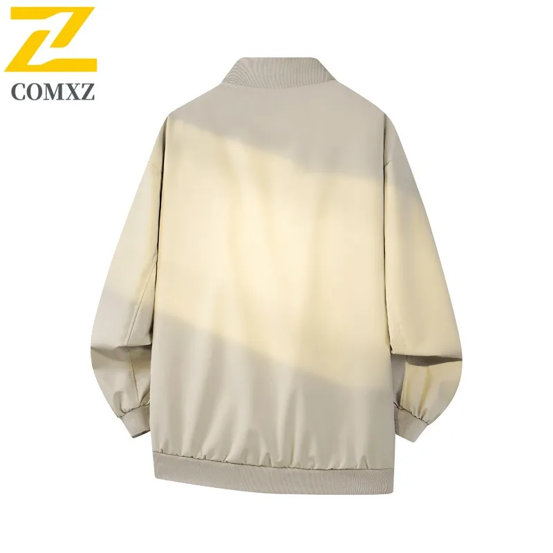 COMXZ المشي لمسافات طويلة قسط سترة الرجال السفر معطف مريح التقليدية البيسبول طوق في الهواء الطلق ضوء الخريف جديد دراجة نارية السترات #4