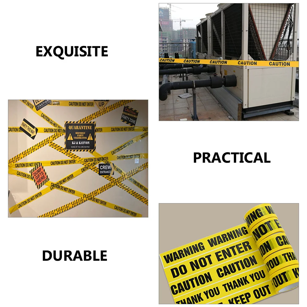 2 لفات شريط تحذير أصفر 100 متر لفة مانعة لتسرب الماء مادة البولي ايثيلين شريط حاجز تحذيري عالي الوضوح لمواقع البناء