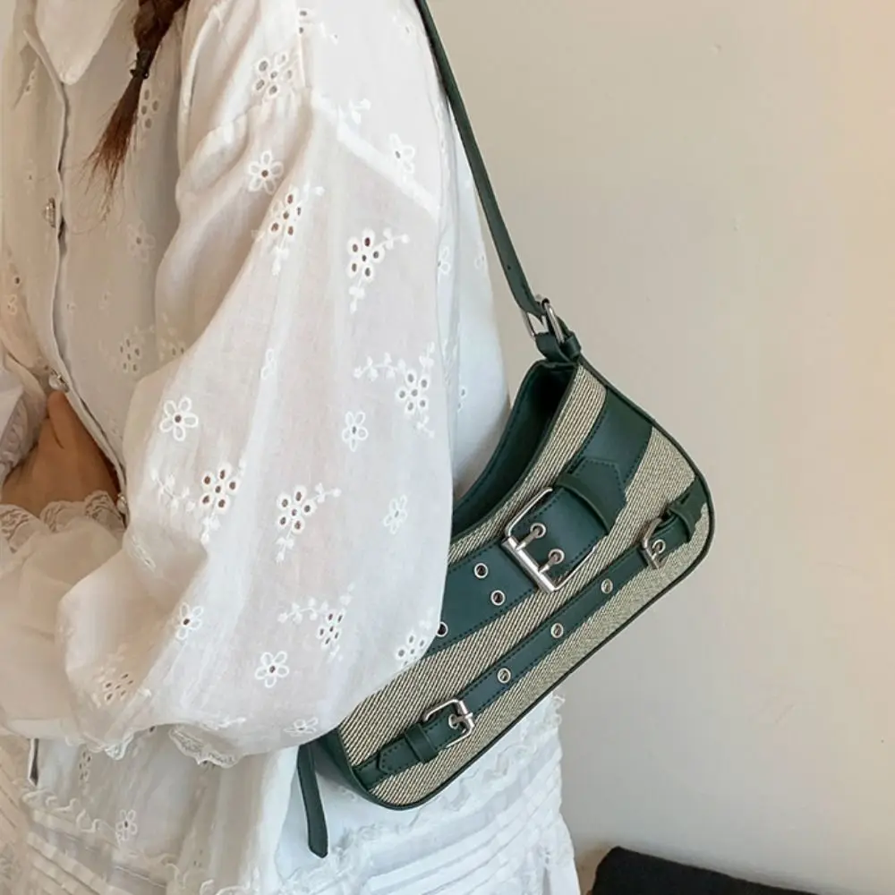 

Модная сумка Y2K, сумка для подмышек, сумка для подмышек с пряжкой на ремне, сумка через плечо для девочек, сумка через плечо в стиле ретро с заклепками для девочек