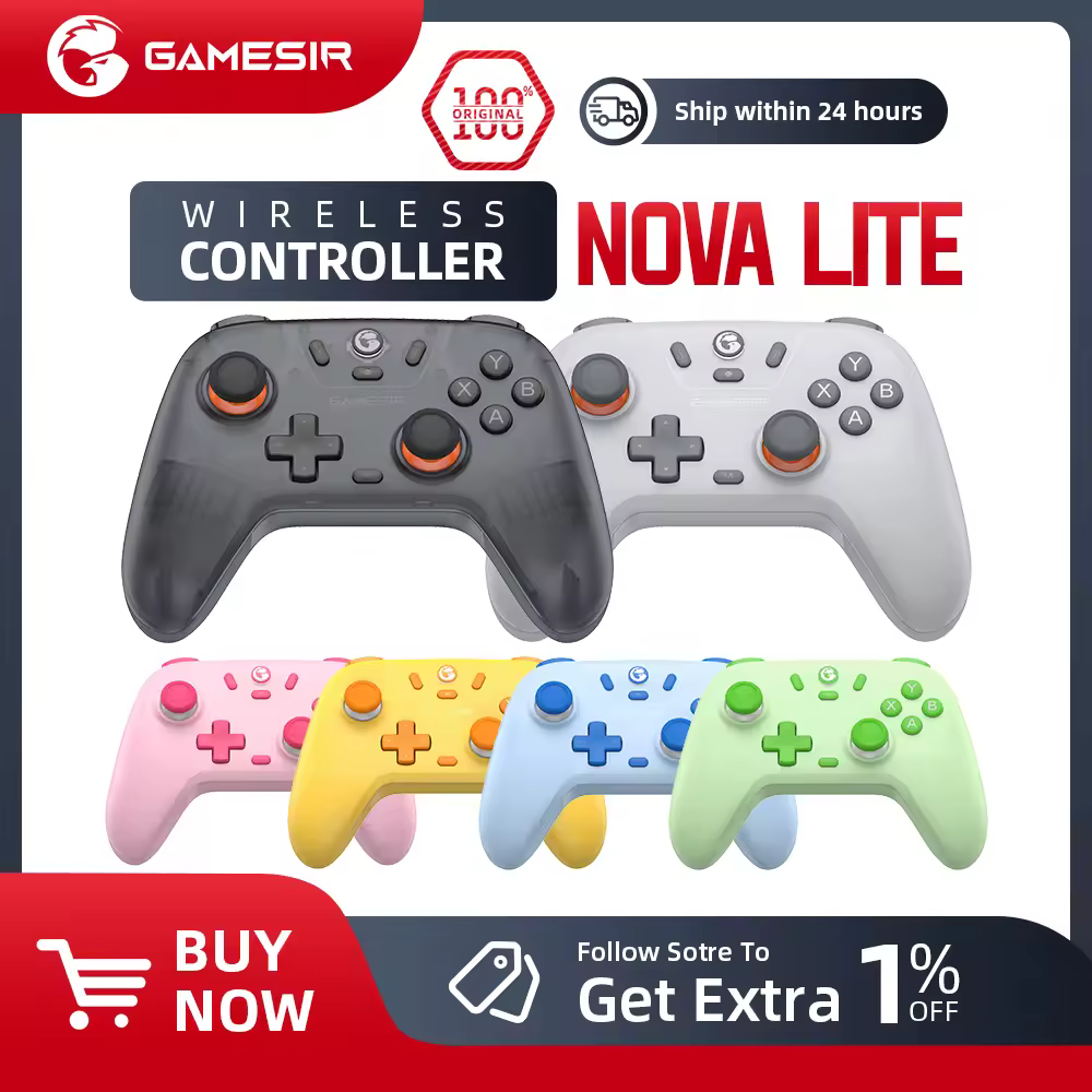 GameSir T4 Nova Lite Wireless Bluetooth Controller with Hall Effect for Nintendo Switch iPhone Android Phone PC New Color