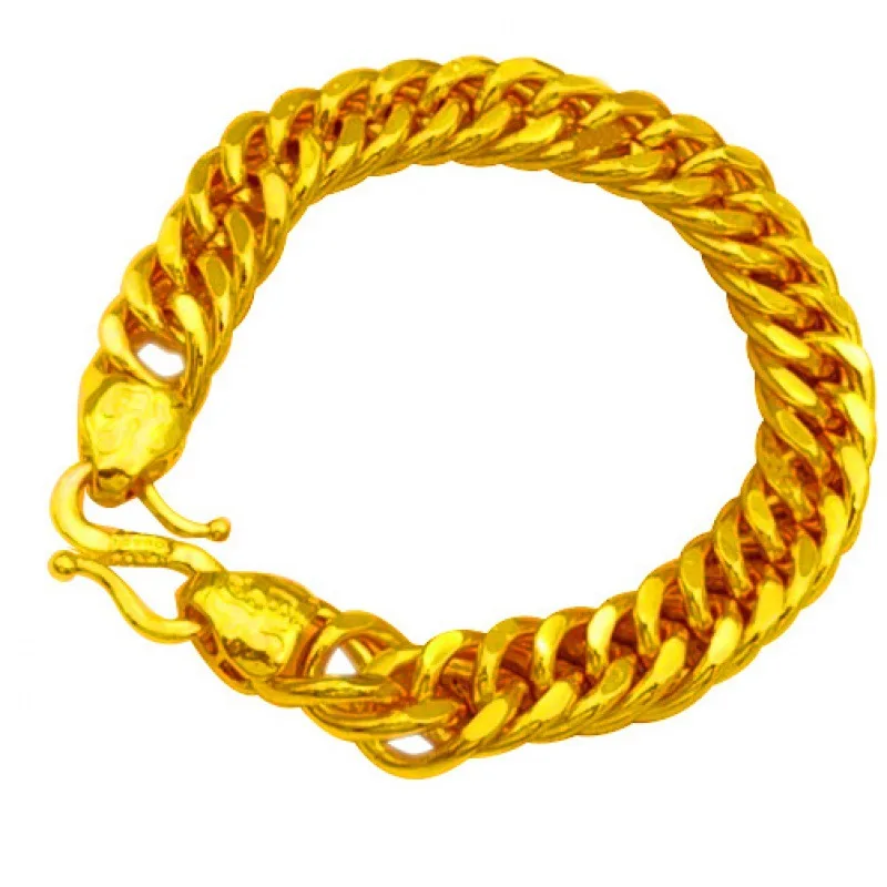 Luxury 24K 9999 Pure Gold real gold Men's Buckle Boss Chain Bracelet - Image 4
