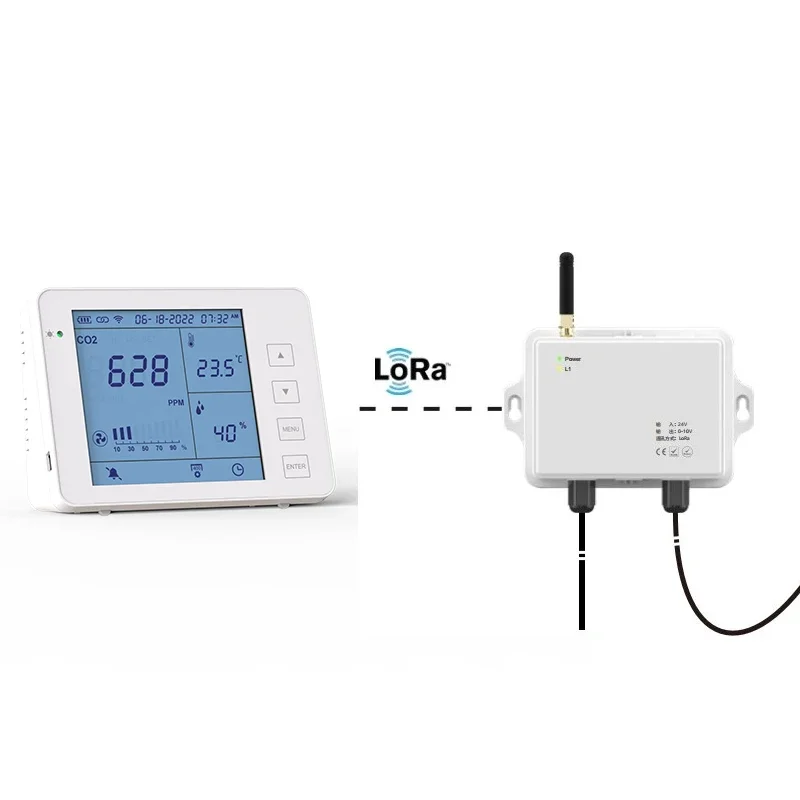 Air Quality Monitor for Temperature Humidity Sensor with LoRa LoRaWAN IoT Connected, Building CO2 Controller