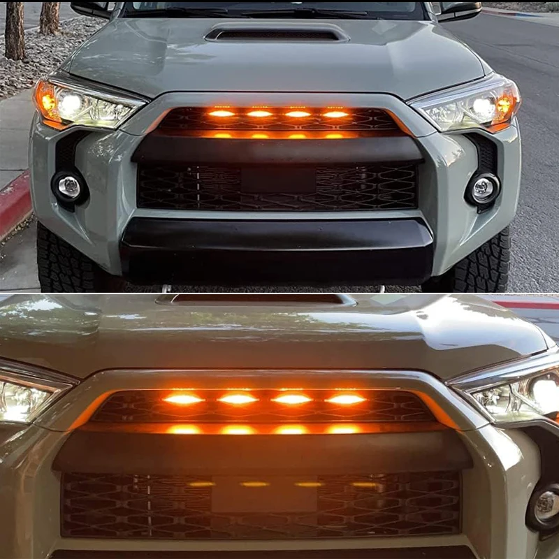4x Front Grill Lights For 2014-2023 Toyota 4Runner TRD Pro Grille Including SR5 TRD Off-Road Limited TRO Pro Models Raptor Style
