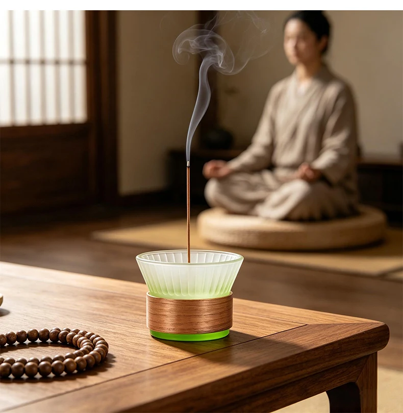 Glas-Räucherstäbchenhalter Metall-Kürbisförmiger Räucherstäbchenhalter mit Glas-Aschefänger Räuchergefäß für Meditation Yoga Spa – Detail 8