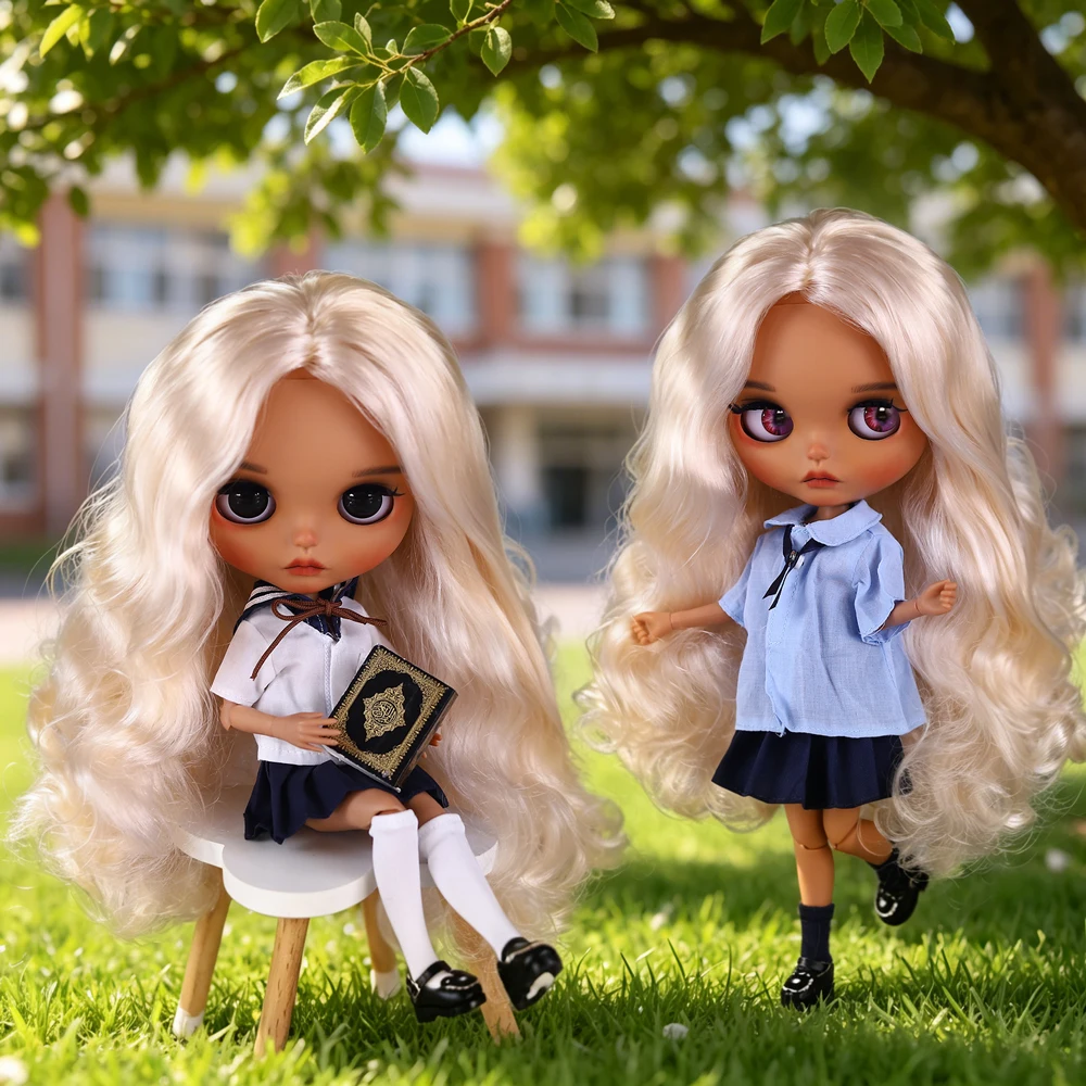 ICY DBS Blyth Doll 1/6 BJD Curly Hair Women's Customized Hand Carved Eyebrow, Lip, and Facial Gifts, Available in Nude and Other