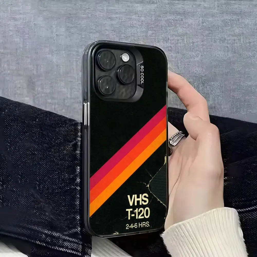 حافظة هاتف كاسيت بشريط فيديو VHS ريترو لهواتف iPhone 17,16,15,14,13,12,Pro,Max,Plus,E,SE4,Air,Mini Black IMD Box