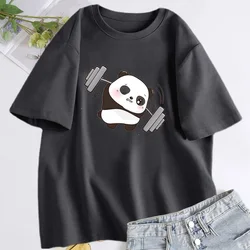 New Funny Panda Cotton T-Shirts Print Men Women Casual O-Neck Short Sleeves T Shirt Oversized Harajuku Unisex Tees Tops Clothing