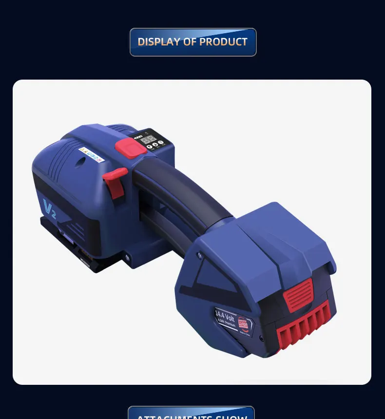 Adatto per cinghie Macchina imballatrice semiautomatica manuale Strumenti di avvolgimento Batteria ricaricabile V2 Reggiatrice elettrica