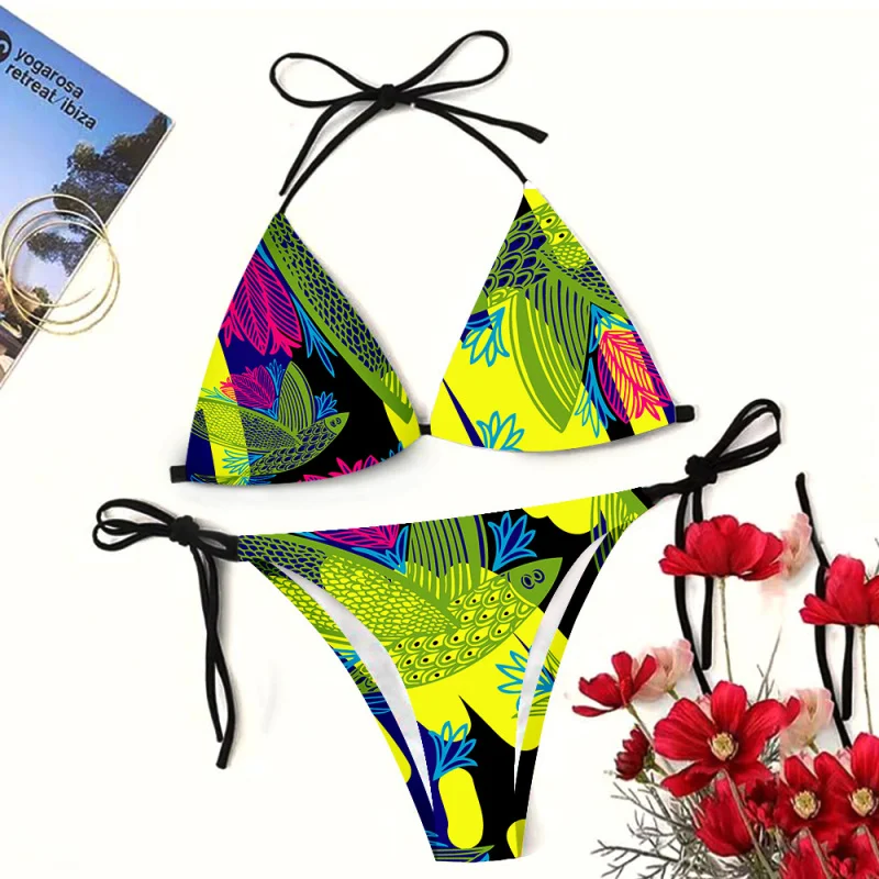 

New Sexy Strap Digital Printing Bikini Three-Point Beach