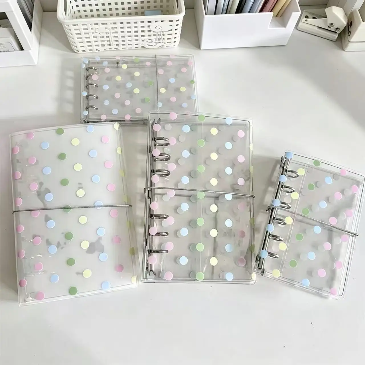 Transparent Colorful Polka Dot Kpop Photocard Binder Card Binder Mini Binder Storage Book for Idol Photo Cards DIY Scrapbook