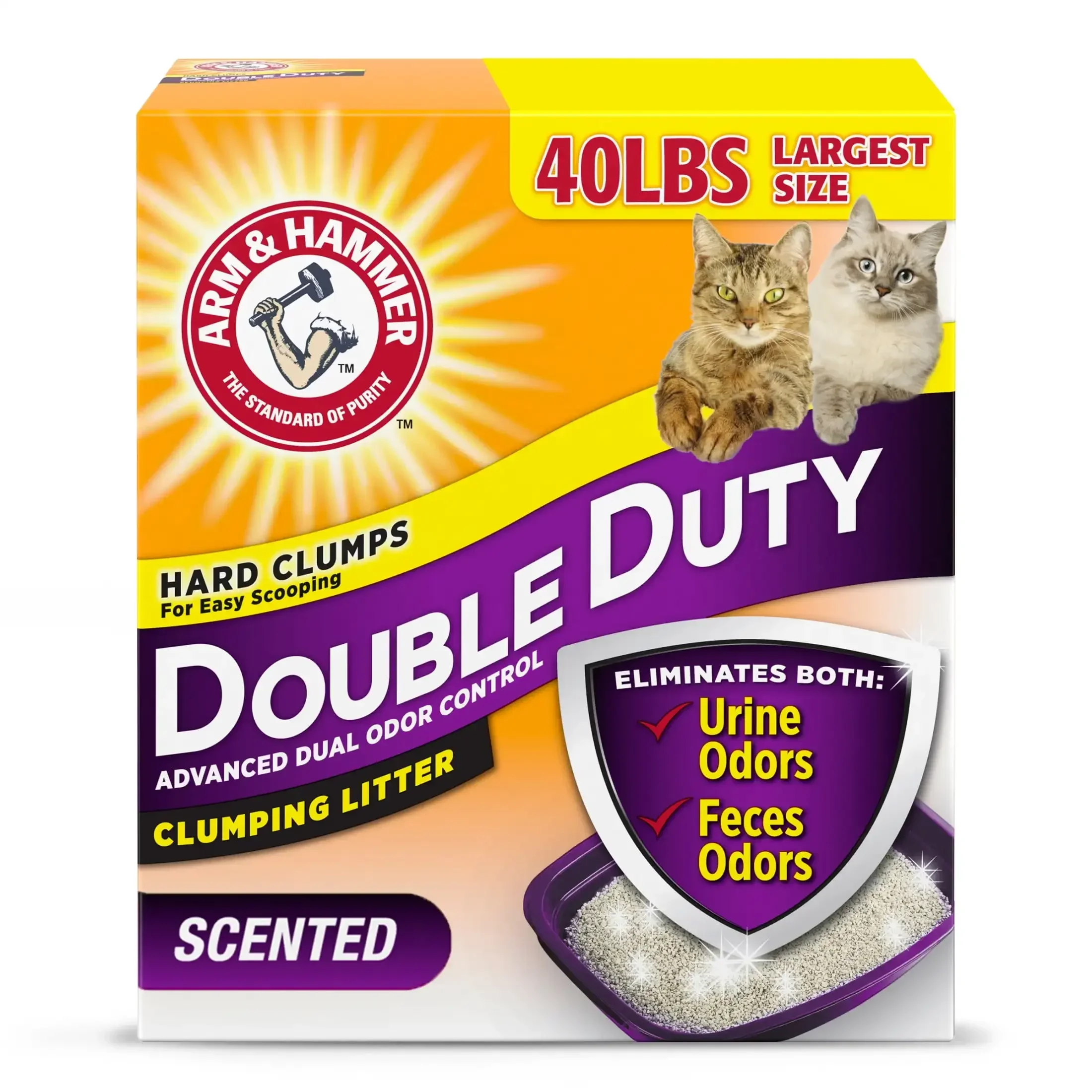

(2 Pack) Dual Action Cat Litter, Premium Deodorizing Clumping Cat Litter, Scented, 40 lbs