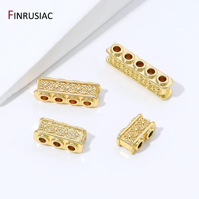 18K Gold Plated Brass Rectangle Shape Spacer Beads For Jewelry,Multi Strand Separator Beads Bars for DIY Bracelet Making Finding view 4