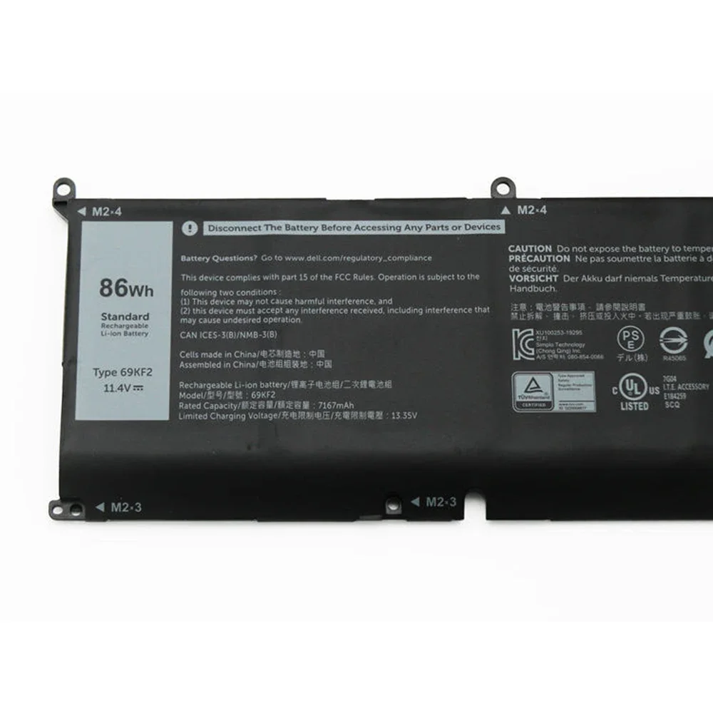 Imagem -02 - Brand Novidades Original 69kf2 11.4v 86wh Bateria do Portátil para Dell Alienware M15 M17 r3 P45e 2023 Xps 15 9500 G15 5510 5511 5520