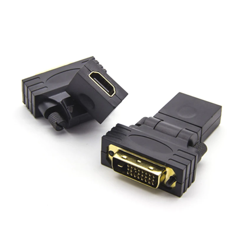 2pc HDMI-compatible to DVI 24+1 Pin Adapter 360degree Rotatable HD 4K 1080P Female to Male Converter Adapter for PC TV Projector
