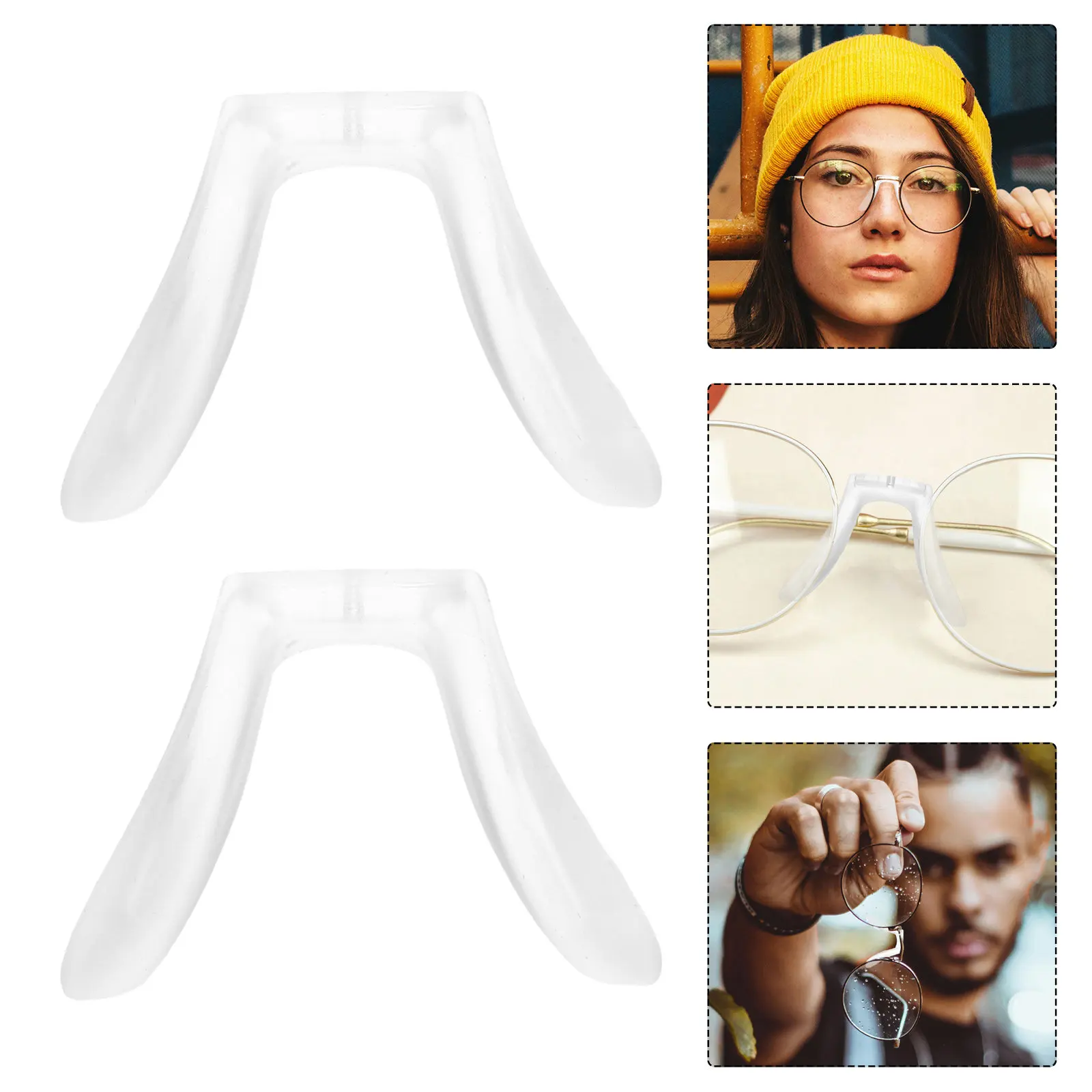 

2Pcs Silicone Nose Pads for Eyeglasses Integrated Transparent Non-Slip Comfort Nose Bridge Pads Replacement for Glasses