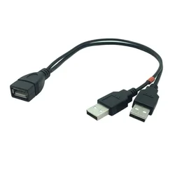 High quality USB 2.0 and Cable USB Double Splitter adapter Cable Female to USB 2 Male Power Extension Cable 1 to 2