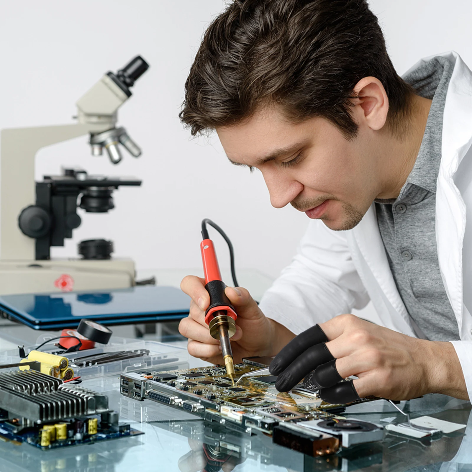 

100Pcs Anti-Static Tattoo Handle Case Latex Sleeve Flexible Durable Non-Slip Grip Finger Cover Cover