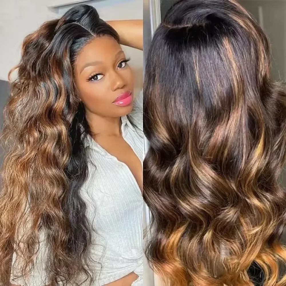 

FB/30 Lace Front Wig Human Hair Pre Plucked With Baby Hair 13x6 HD Lace Front Wigs Human Hair 200 Density Highlight Body Wave