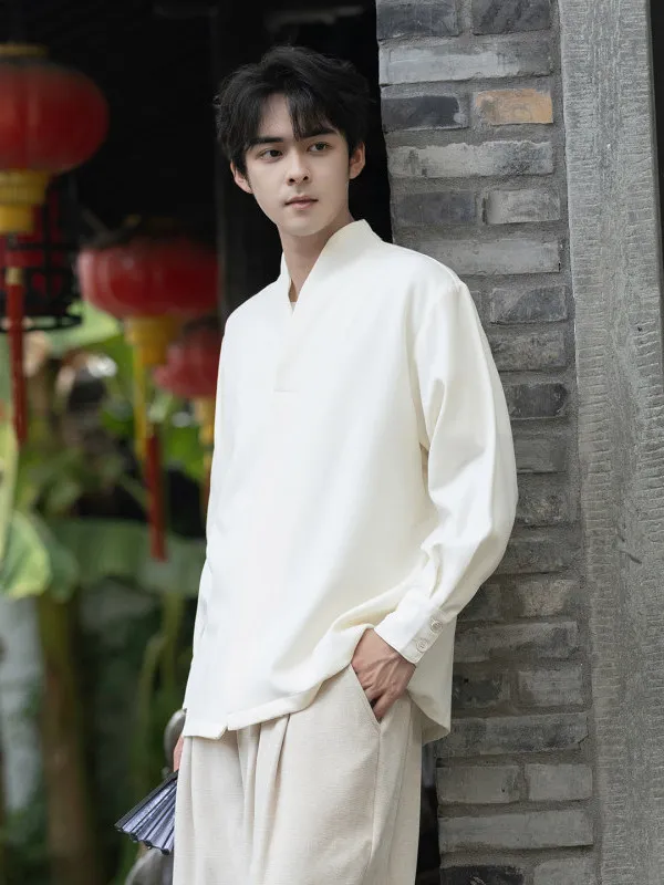 

plus Size Loose Fit Thiened Long Sve V-Ne irt Men's Inner Wear Casual Faion Autumn Winter New Sle Pure Color irt