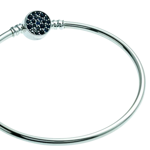 Bangle For Berloques Clasp With Blue Zircanias Silver 925 - 18cm