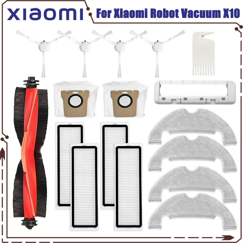 

For Xiaomi Robot Vacuum X10 Robot Vacuum Cleaner Parts Replacement Main Side Brush Hepa Filter Mop Cloth Dust Bag Accessories