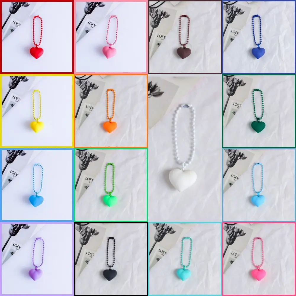 Fashion Y2K Colorful Heart Keychain Kawaii Korean Silicone Heart Keyring Sweet Dopamine Candy Color Heart Pendant Girls