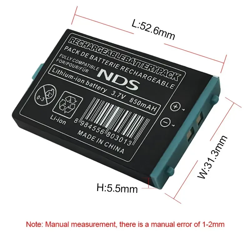 3.7 فولت 850 مللي أمبير NTR-003 NDS لوحدة تحكم ألعاب نينتندو سويتش N DS بطاريات ليثيوم قابلة للشحن