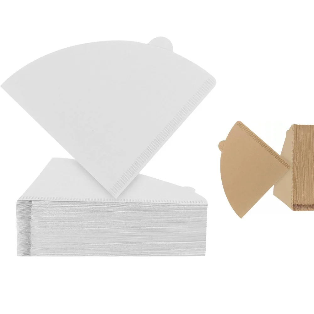 100 Coffee Filters Unbleached 01 Conical Filters, Natural Bamboo Fiber Disposable, for Manual/Portable Coffee Machines