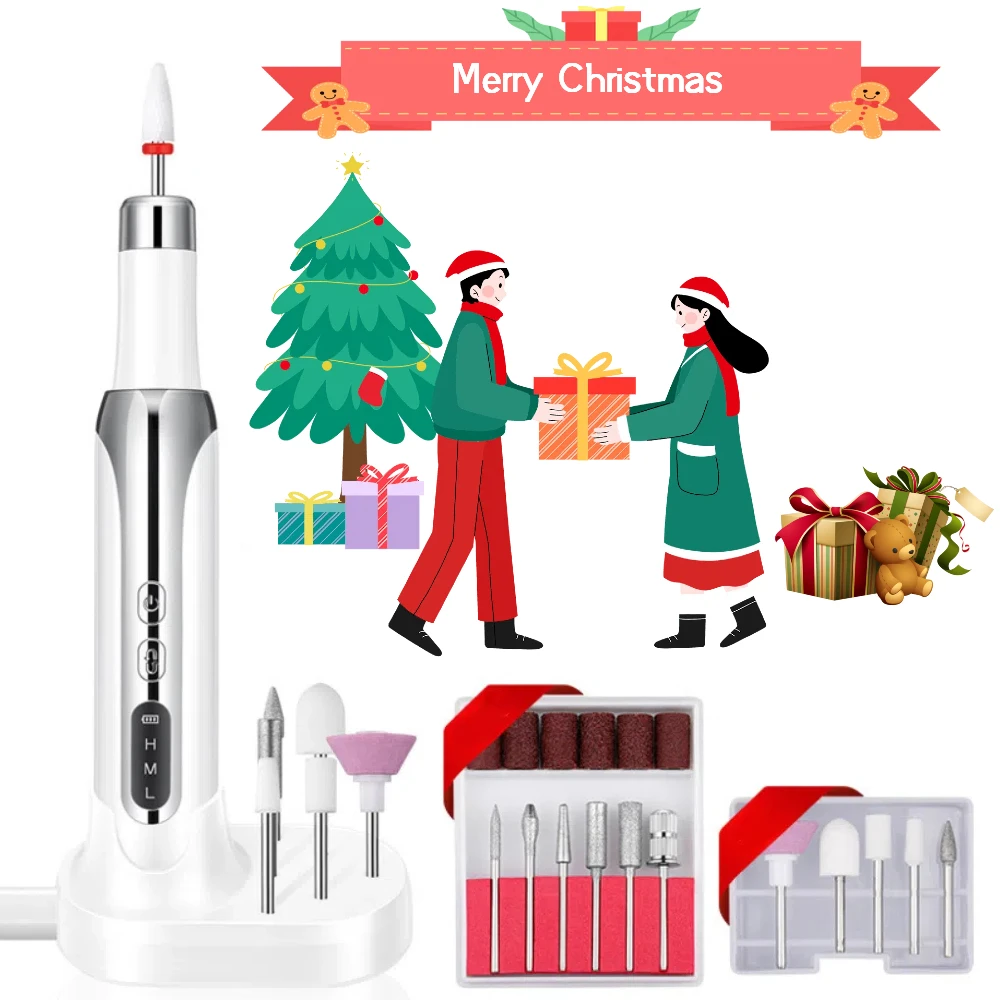

Christmas Gift Set Electric Nail Polisher Drill Bits Professional Nails Grinding Polishing Art Sanding File Pen Manicure Machine