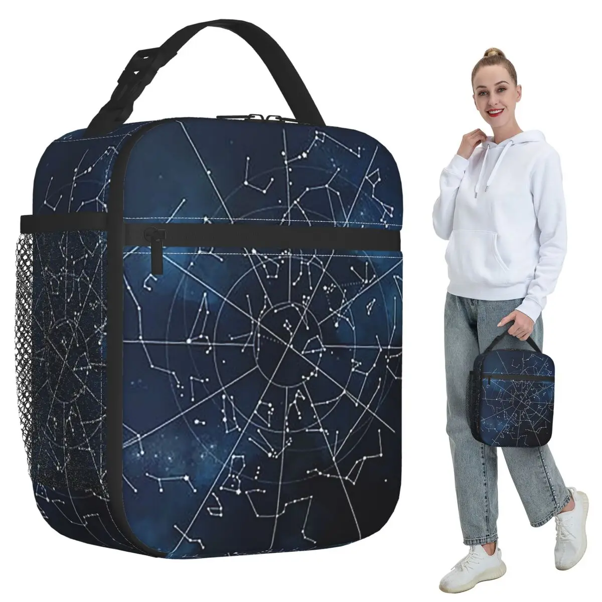 Zodiac Constellations Space Insulated Lunch Bag for Kids School Cooler Thermal Food Box Tote Leakproof Lunch Boxes Container