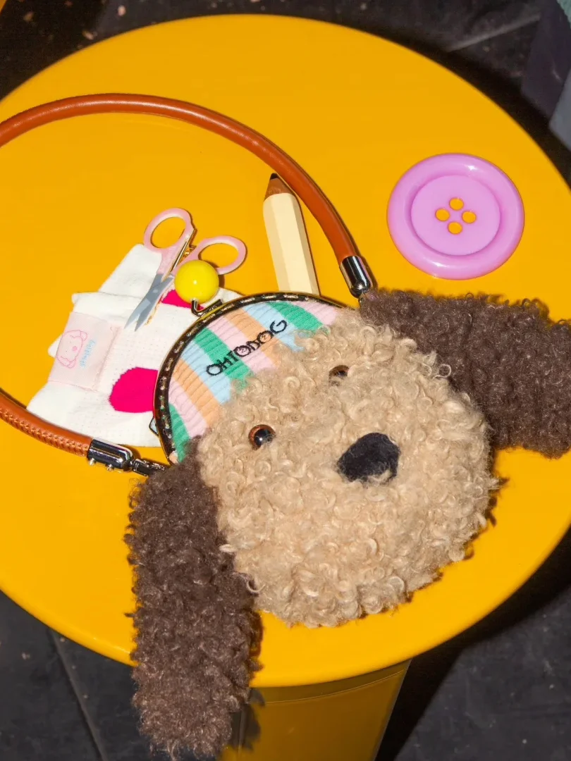 2025 Original Puppy Cute Plush Storage Bag Bluetooth Headset Bag  Girls' Alloy Handbag Birthday/Festival Gift