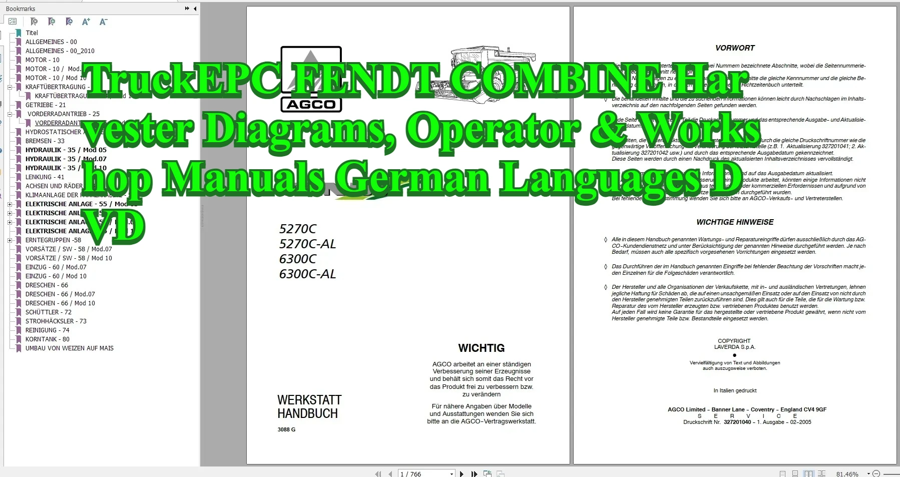 

TruckEPC FENDT COMBINE Harvester Diagrams, Operator & Workshop Manuals German Languages DVD