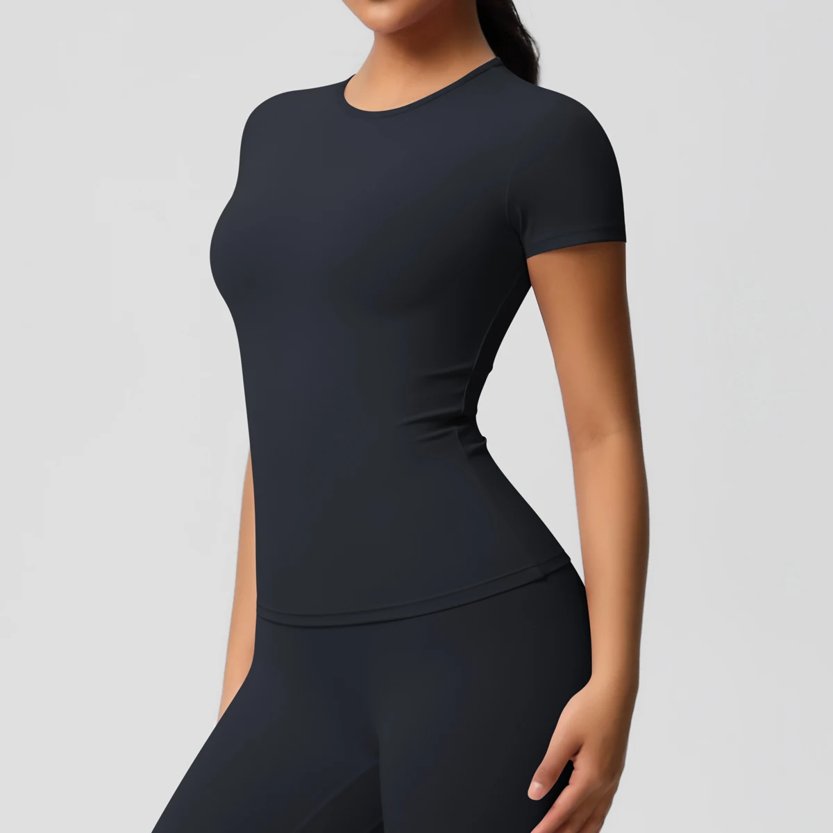Workout Dry Fit Atmungsaktives Hochelastisches Sport-Top Gym Fitness Wear T-Shirt Damen Casual Outdoor Top – Detail 9