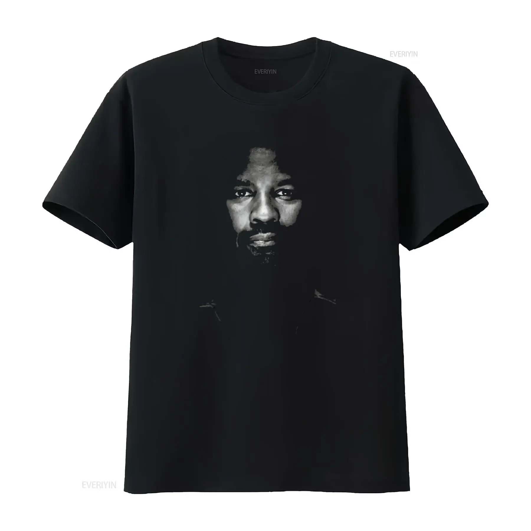 Denzel Washington Portrait T shirt Y317 Black and White Print Casual Fashion vintage Washed Slightly streetwear Breathable