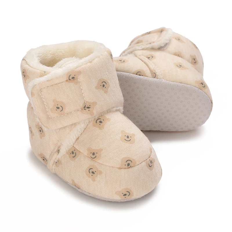 Newborn Winter Cotton Shoes Little Bear Little Fish Cotton Non Slip Cloth Sole Shoes Baby Shoes Walking Shoes Buty na rzepy