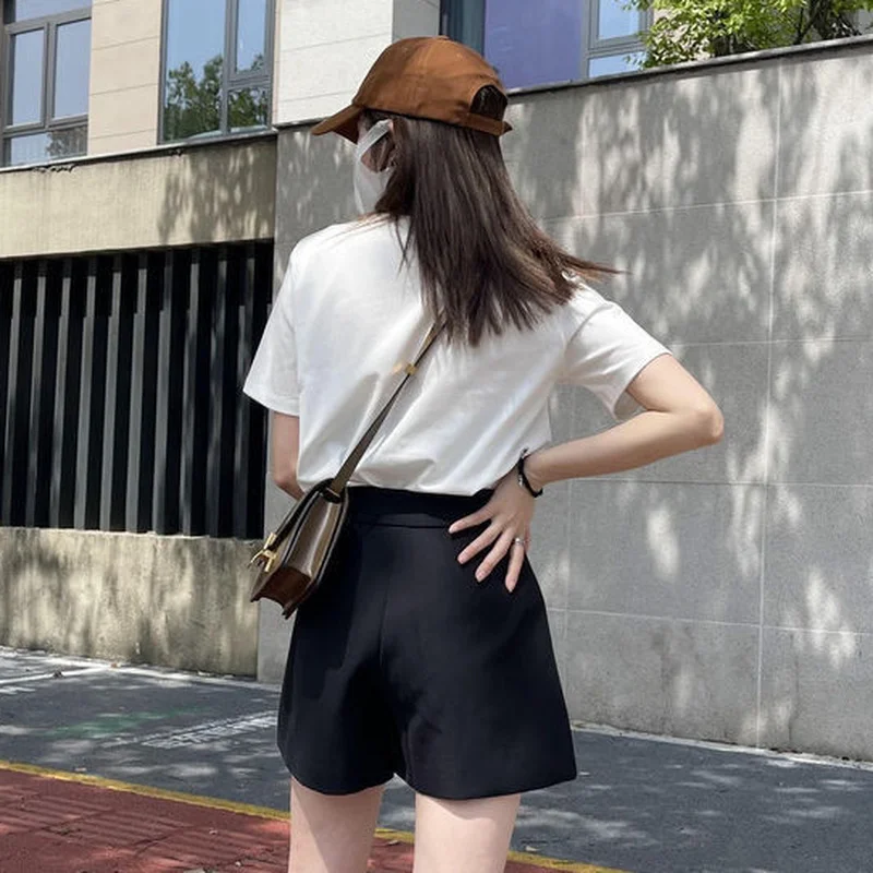 ショーツ女性オフィスルック夏通気性エンパイア原宿入札インボトムスタイリッシュなストリート韓国ルーズオールマッチズボン