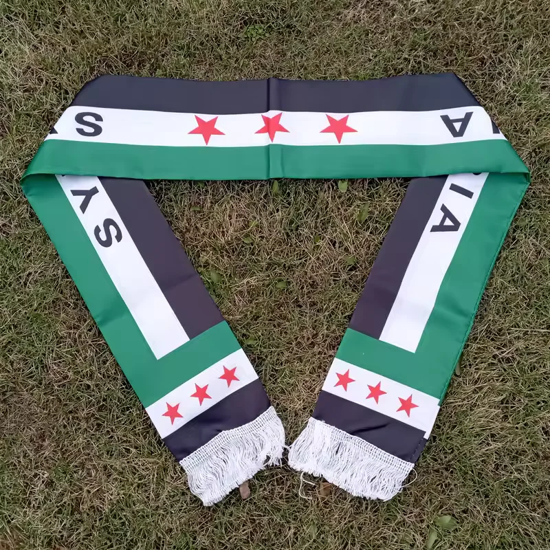 Xvggdg Customized Scarf Old Syria Scarf 15*150cm The Syrian Arab Republic Syrian Three Star Scarf Banner