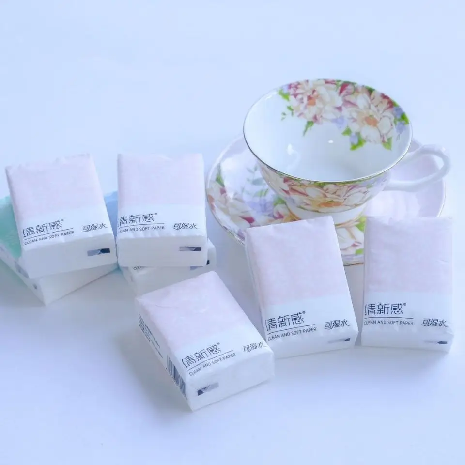 10 Packs Handkerchief Tissue Small Bag 3-Layer Paper Napkin Facial Tissue Fragrance-Free Portable Mini Portable Hand Towel Paper